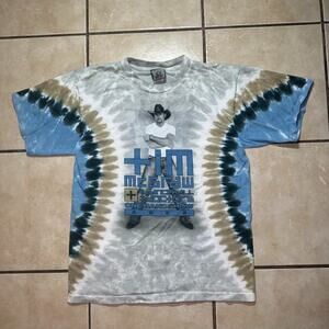 Vintage Y2K Liquid Blue Tim McGraw Single Stitch Tie Dye T-Shirt Mens Medium